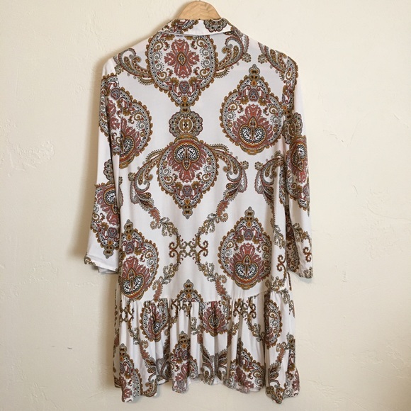 F & F | Mini Print Button Down Flowy Dress - Picture 2 of 7
